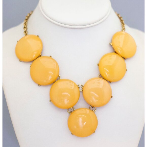 18 inch, Vintage Yellow Opaque Gem Honey Comb Bib Necklace - CO1 - Picture 2 of 3